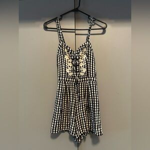 Hollister - Black and White Gingham One Piece Romper (Size S)